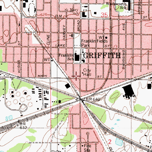 Topographic Map of Griffith Lutheran Church, IN
