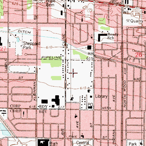 Topographic Map of Saint Timothy's Episcopal Church, IN
