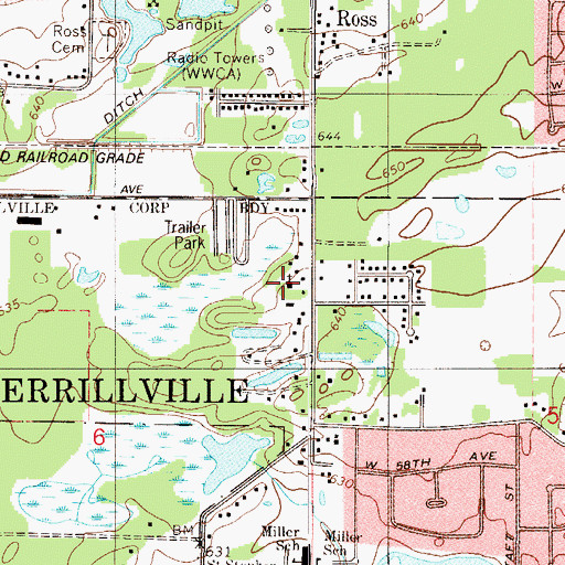 Topographic Map of Lakewood Enterprises Baptist Church, IN