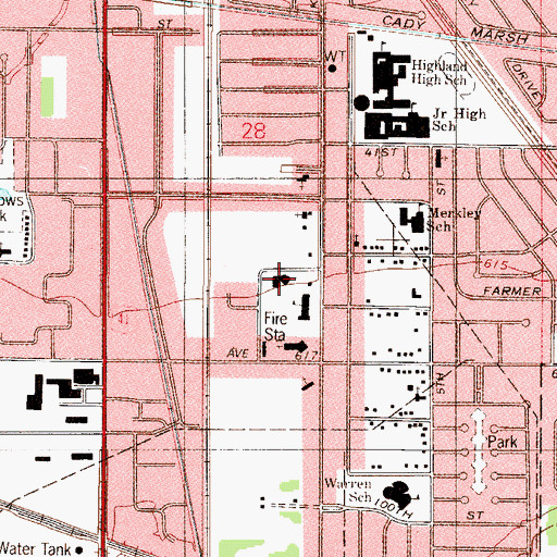 Topographic Map of Calvary Baptist Church, IN