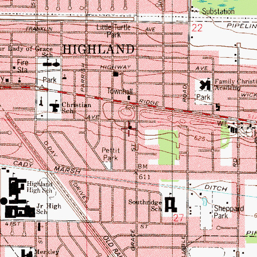 Topographic Map of First Christian Reformed Church, IN