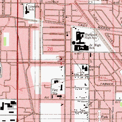 Topographic Map of First Church of the Nazarene, IN