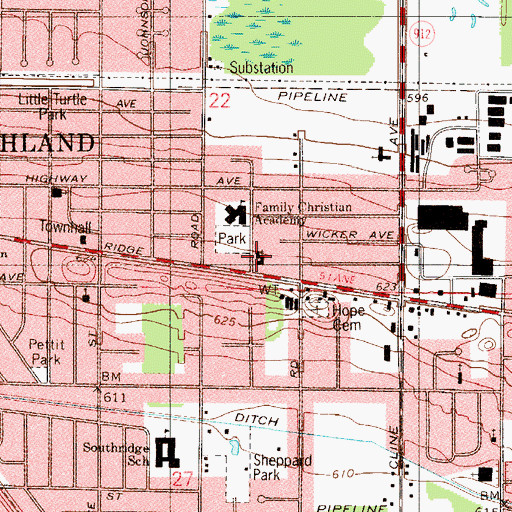 Topographic Map of Gloria Dei Lutheran Church, IN