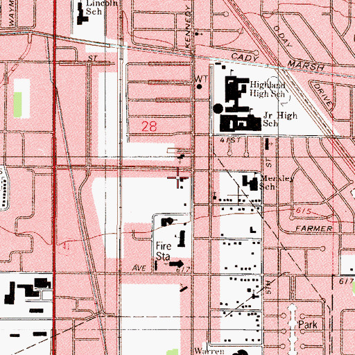 Topographic Map of Highland Assembly of God Church, IN