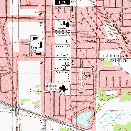 Topographic Map of Highland Baptist Church, IN