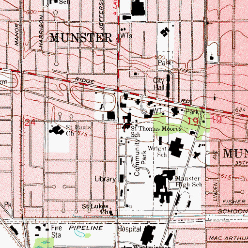 Topographic Map of Saint Thomas More Church, IN