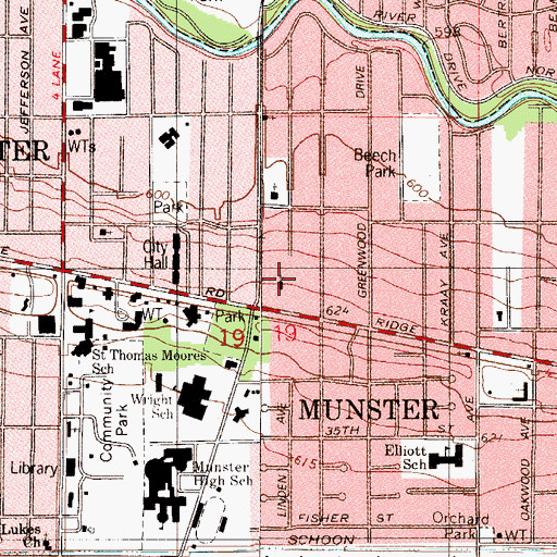 Topographic Map of Trinity Reformed Church, IN