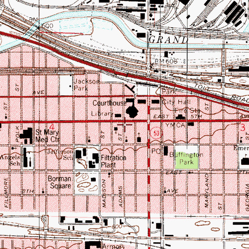 Topographic Map of Croatian Catholic Union Building, IN