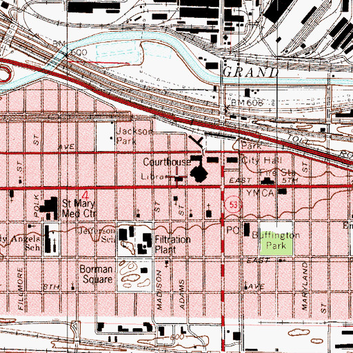 Topographic Map of Gary Public Library, IN