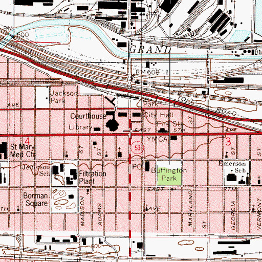Topographic Map of Sun Building, IN