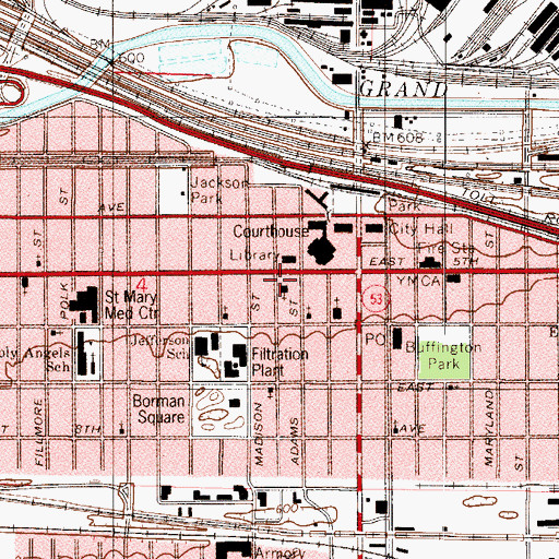 Topographic Map of Central Baptist Church (historical), IN