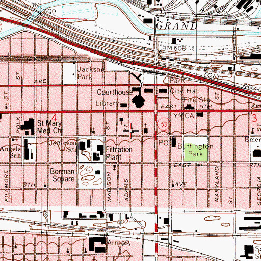 Topographic Map of Christ Episcopal Church, IN