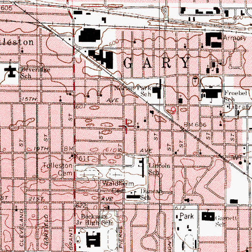 Topographic Map of Church of Christ, IN