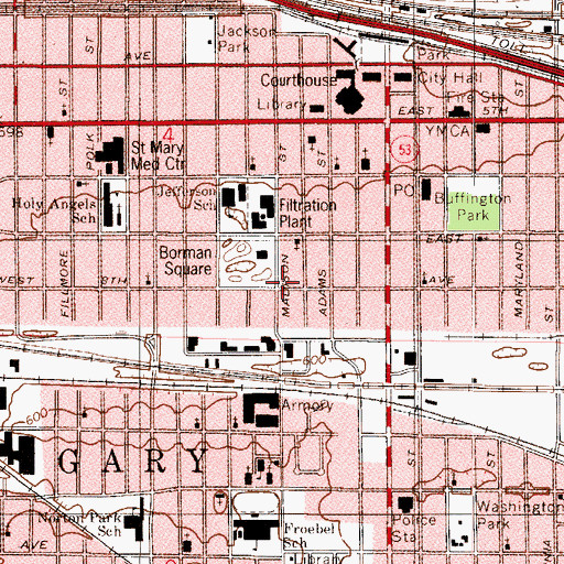 Topographic Map of Church of God, IN