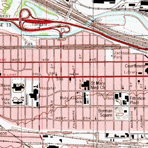 Topographic Map of First Church of Christ Scientist, IN