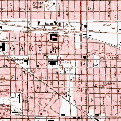 Topographic Map of First Roumanian Baptist Church (historical), IN