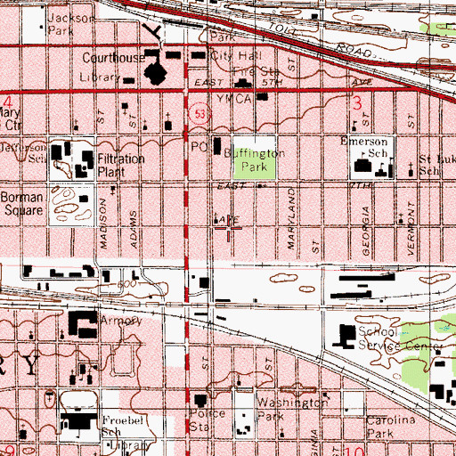 Topographic Map of Full Gospel Tabernacle (historical), IN
