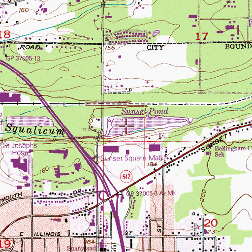 Topographic Map of Sunset Pond, WA