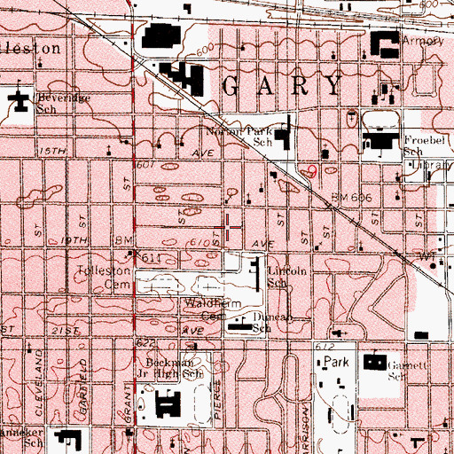 Topographic Map of Jerusalem Baptist Church, IN