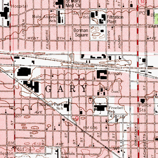 Topographic Map of King Solomon Missionary Baptist Church, IN