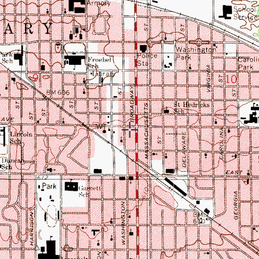 Topographic Map of Metropolitan Baptist Church, IN