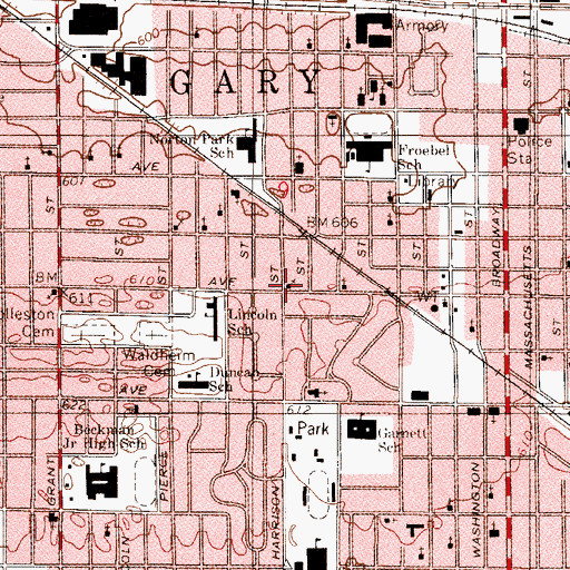Topographic Map of Pilgrim Rest Missionary Baptist Church, IN