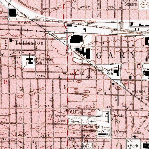 Topographic Map of Saint Nicholas American Carpatho-Russian Church (historical), IN