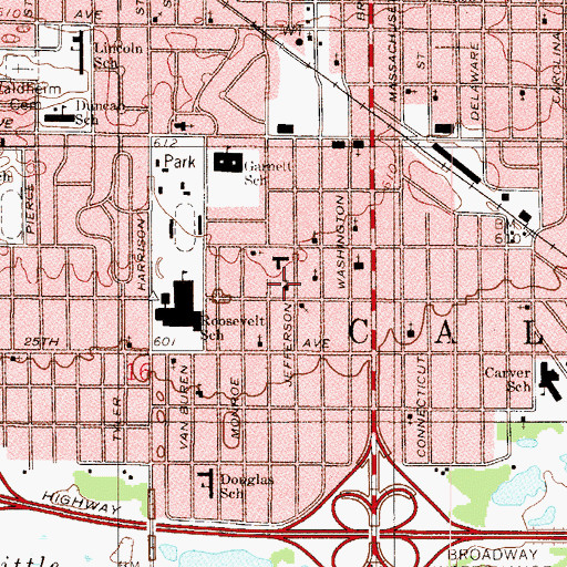 Topographic Map of Mizpah Seventh Day Adventist School, IN