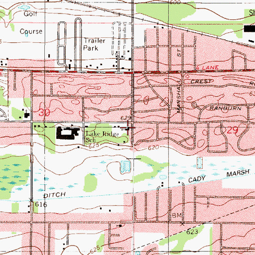 Topographic Map of First Church of the Nazarene, IN