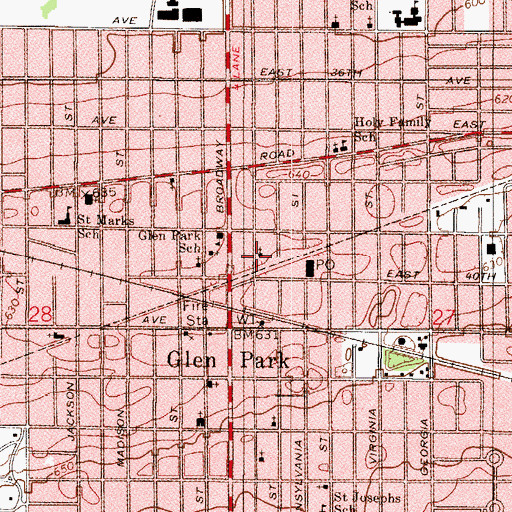 Topographic Map of Glen Park Church of Christ, IN