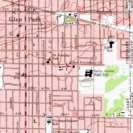 Topographic Map of King Lutheran Church (historical), IN