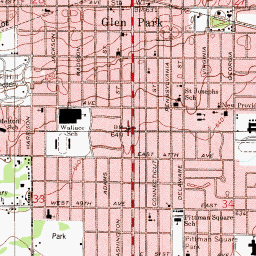 Topographic Map of Seventh Day Adventist Church (historical), IN