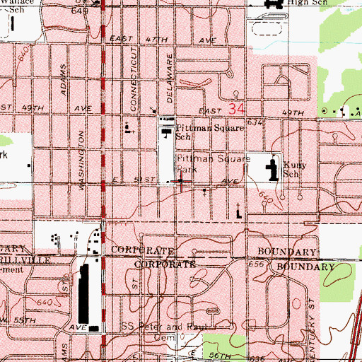 Topographic Map of United Brethren Church of Christ of Glen Park, IN