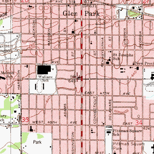 Topographic Map of Seventh Day Adventist School (historical), IN