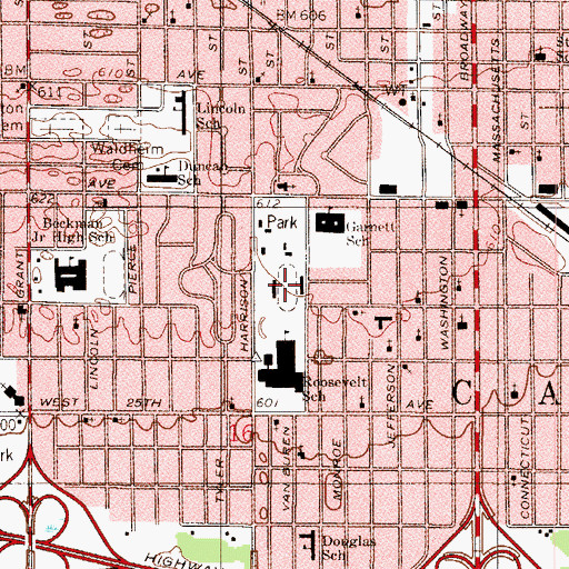 Topographic Map of Leonard Douglas Stadium, IN