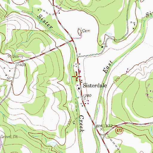 Topographic Map of Sisterdale Post Office (historical), TX