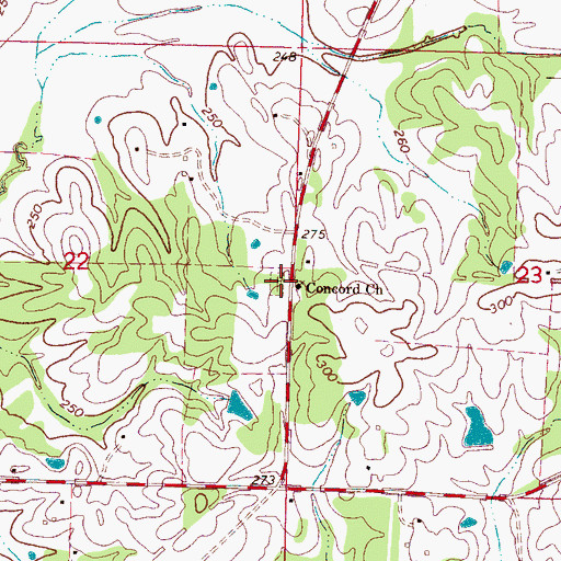 Topographic Map of Concord Cemetery, MS