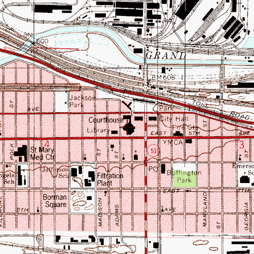 Topographic Map of Genesis Convention Center, IN