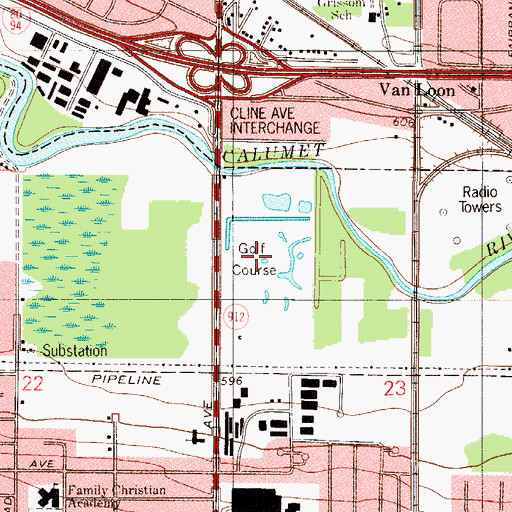 Topographic Map of Griffith Golf Center, IN