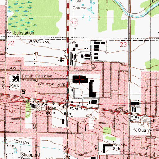 Topographic Map of Griffith Park Plaza Shopping Center, IN