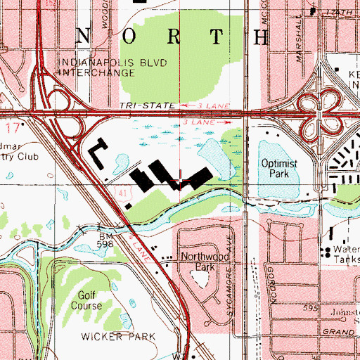 Topographic Map of Interstate Plaza Shopping Center, IN