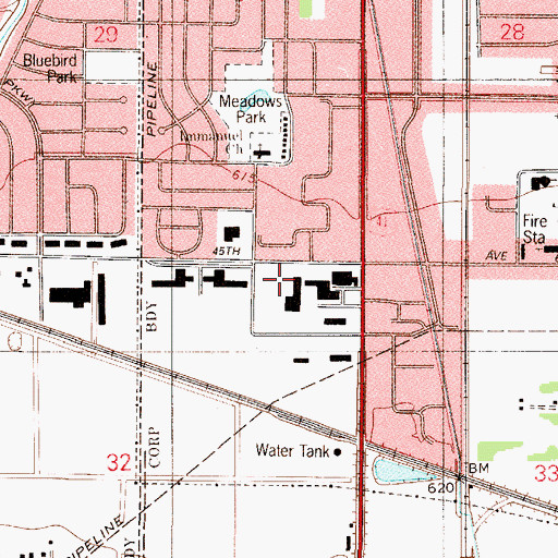 Topographic Map of Port Deleav Plaza Shopping Center, IN