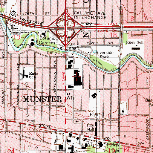 Topographic Map of Calumet Shopping Center, IN