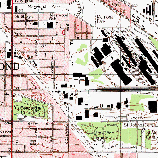 Topographic Map of Columbia Plaza Shopping Center, IN