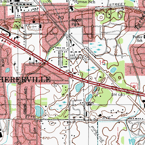 Topographic Map of Deer Run Plaza Shopping Center, IN