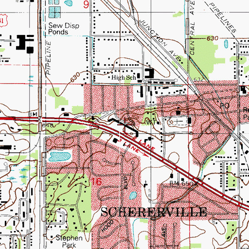 Topographic Map of Lincoln Ridge Plaza Shopping Center, IN