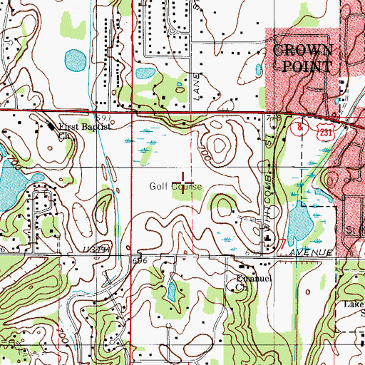 Topographic Map of Oak Knoll Golf Course, IN