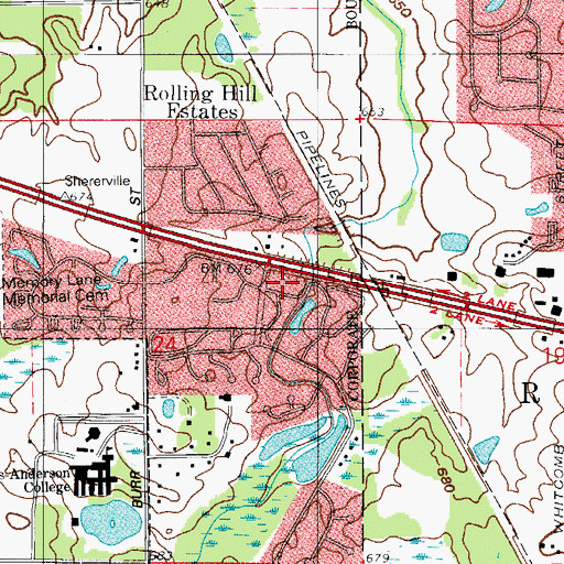 Topographic Map of Victoria Centre Shopping Center, IN