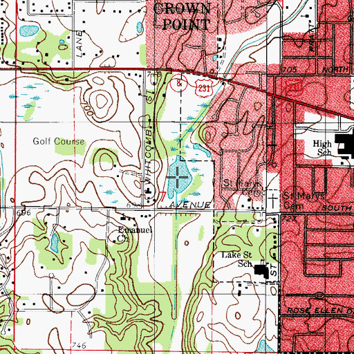 Topographic Map of Lake Seven, IN