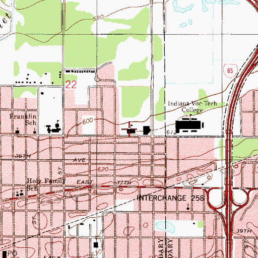 Topographic Map of Ivy Technical State College Northwest, IN
